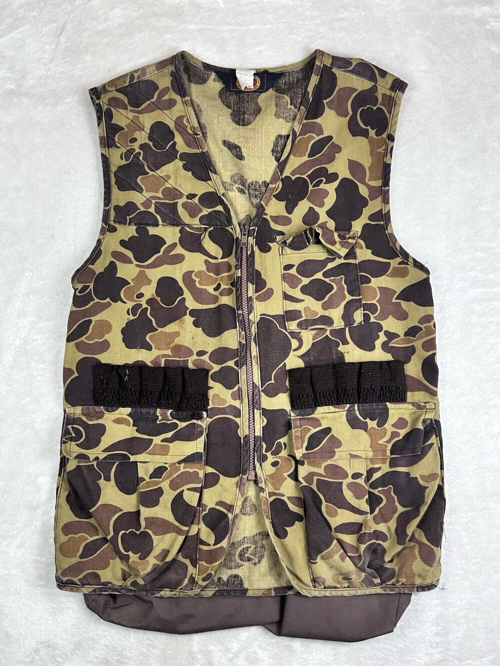 vintage Blue Bill RED HEAD camo hunting vest Mens S outdoor utility camouflage